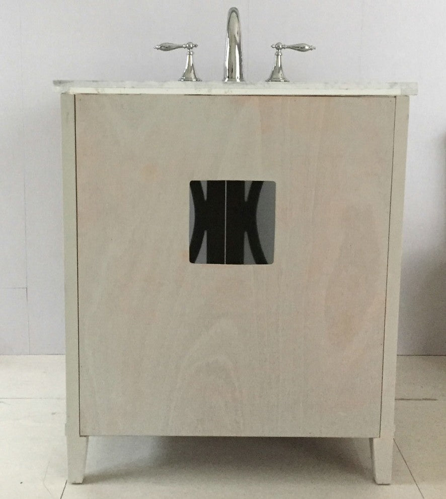 Marina Single-Sink Vanity, Light Gray, White Carrara Top, 30"