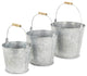 Galvanized Metal Garden Buckets, Set of 3