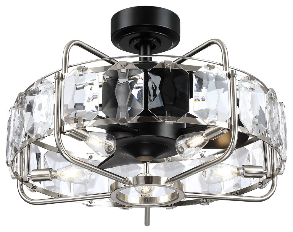 22.8 in Modern Black Caged Ceiling Fan, Fandelier