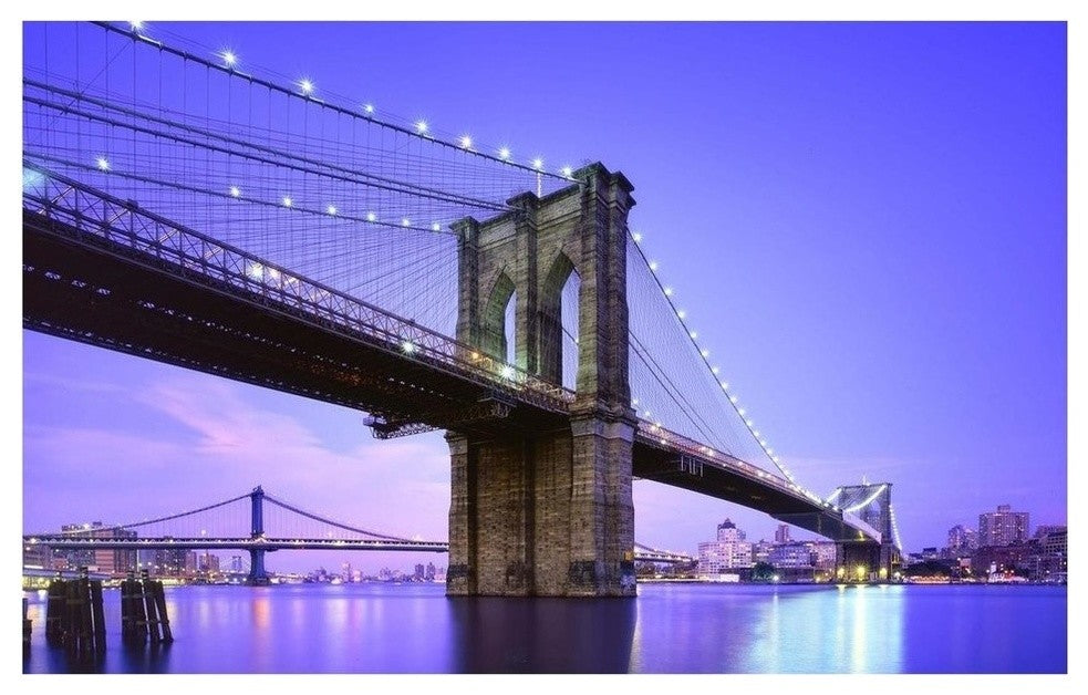 "LED Lighted Famous New York City Brooklyn Bridge" Canvas Wall Art, 15.75"x23.5"