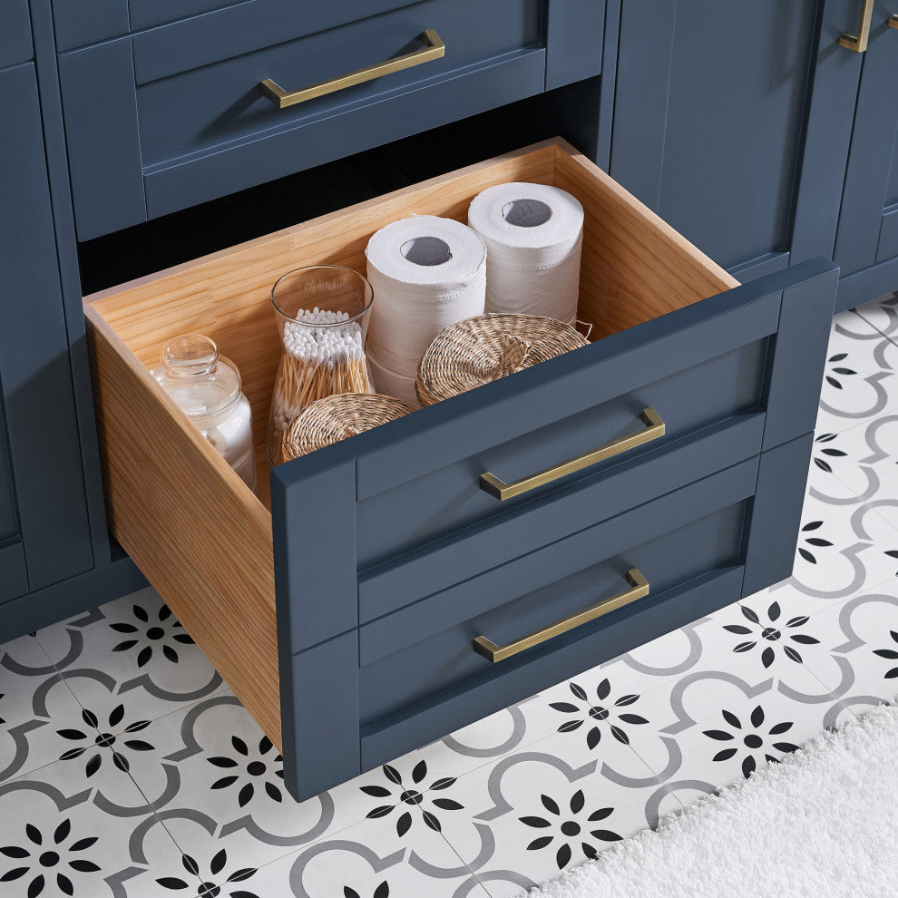 Tahoe Double Vanity Set With Mirrors, Cultured Marble Top, Midnight Blue, 72"