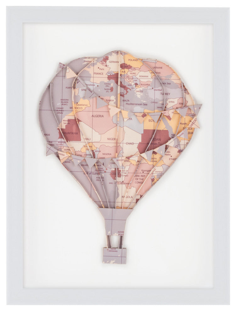 Floating Above, Hot Air Balloon Shadow Box, Pink