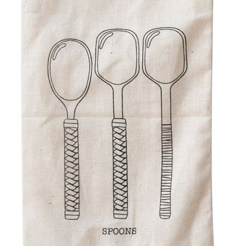 Mango Wood Spoons With Bamboo and Leather Wrapped Handles, 3-Piece Set