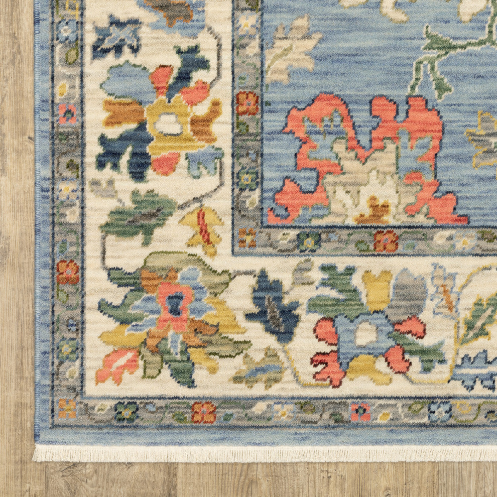 Leoness Vintage Traditional Blue/ Multi Area Rug, 2' x 6'