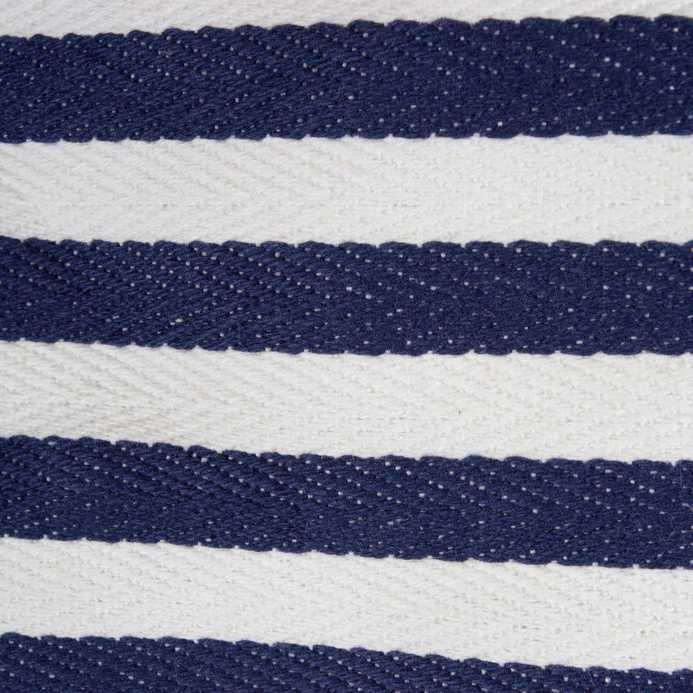 DII Pe Coated Cotton/Poly Laundry Hamper Stripe Nautical Blue Round