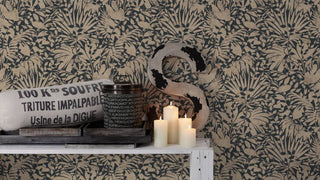 Textured Wallpaper Floral Featuring Graphic Leaves, 388313