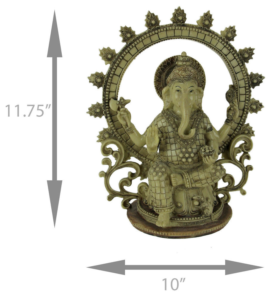Lord Ganesha Sitting Holding Sacred Objects Statue