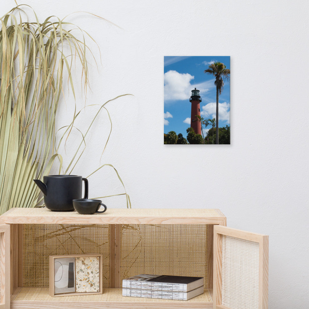 Jupiter Lighthouse Color Coastal Landscape Photo Canvas Wall Art Print, 12" X 16"