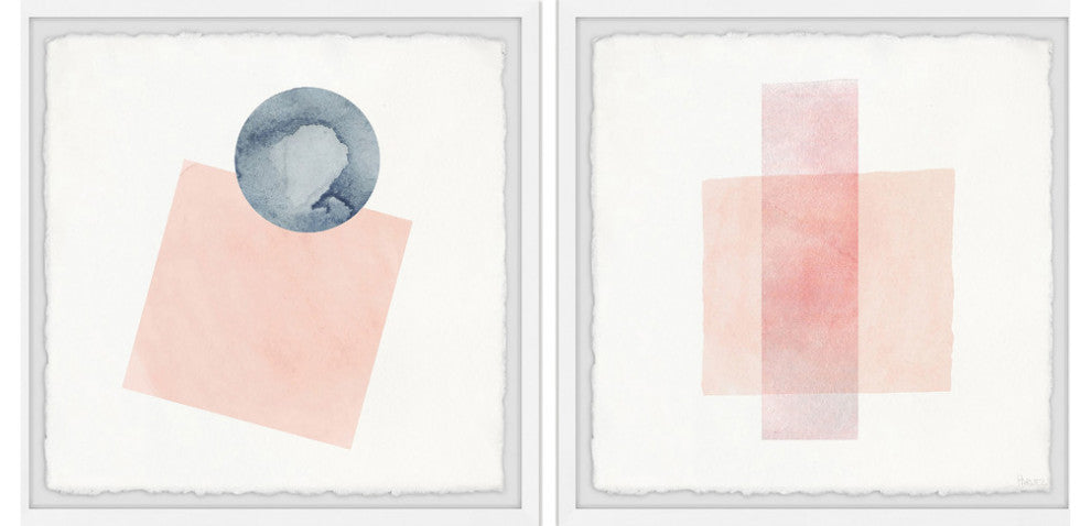 Peaches and Shapes Diptych, 24"x12"