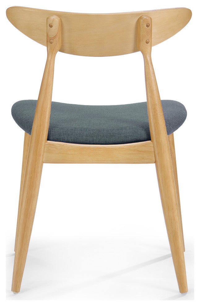 GDF Studio Issaic Mid-Century Design Wood Dining Chairs, Set of 2, Gray/Oak