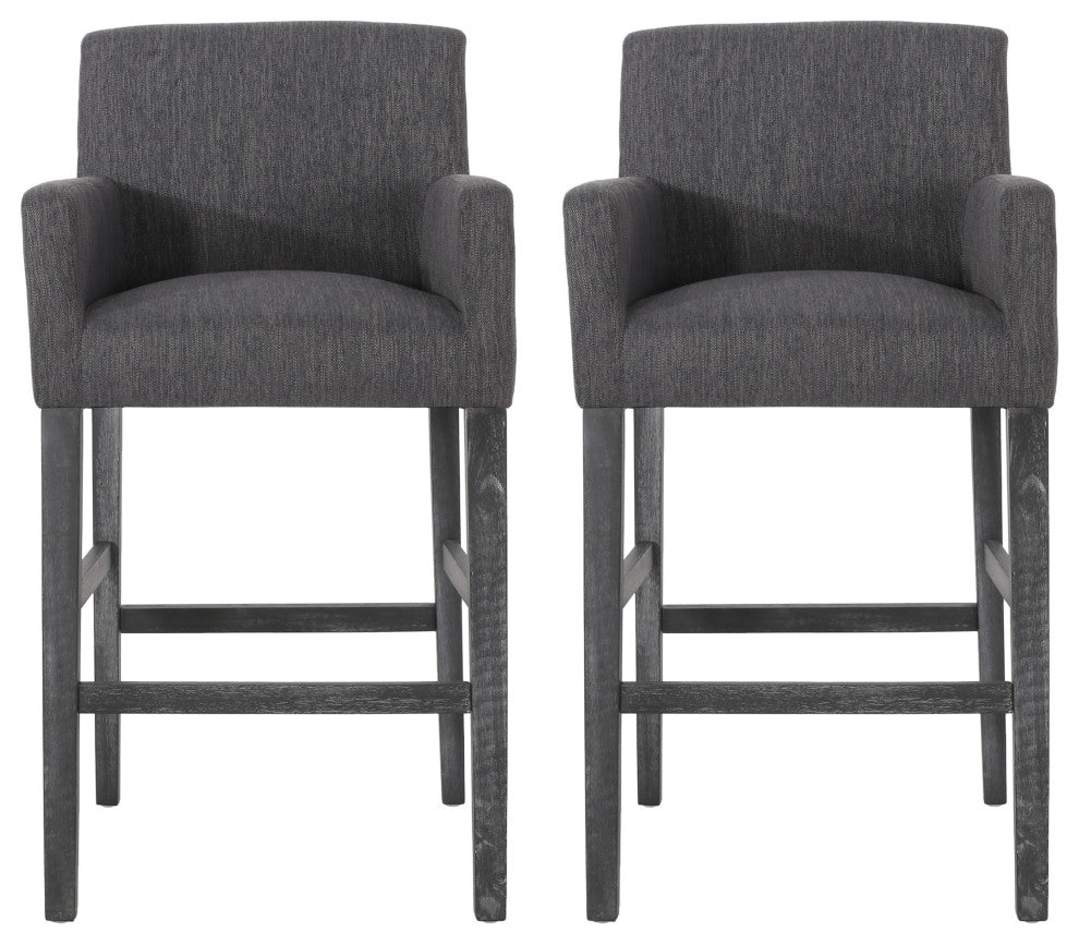 Chaparral Contemporary Fabric Upholstered Wood 30.5" Barstools, Set of 2, Charcoal/Gray