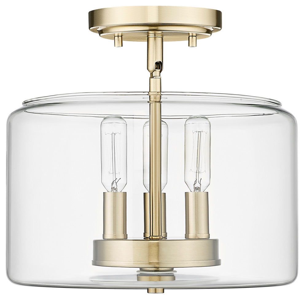 Asheville 3-Light 11" Semi-Flush Modern Gold
