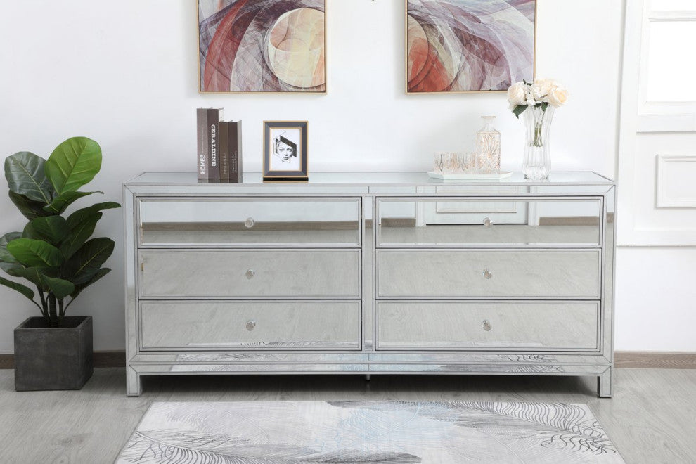 Elegant Decor Reflexion Chest Antique Silver