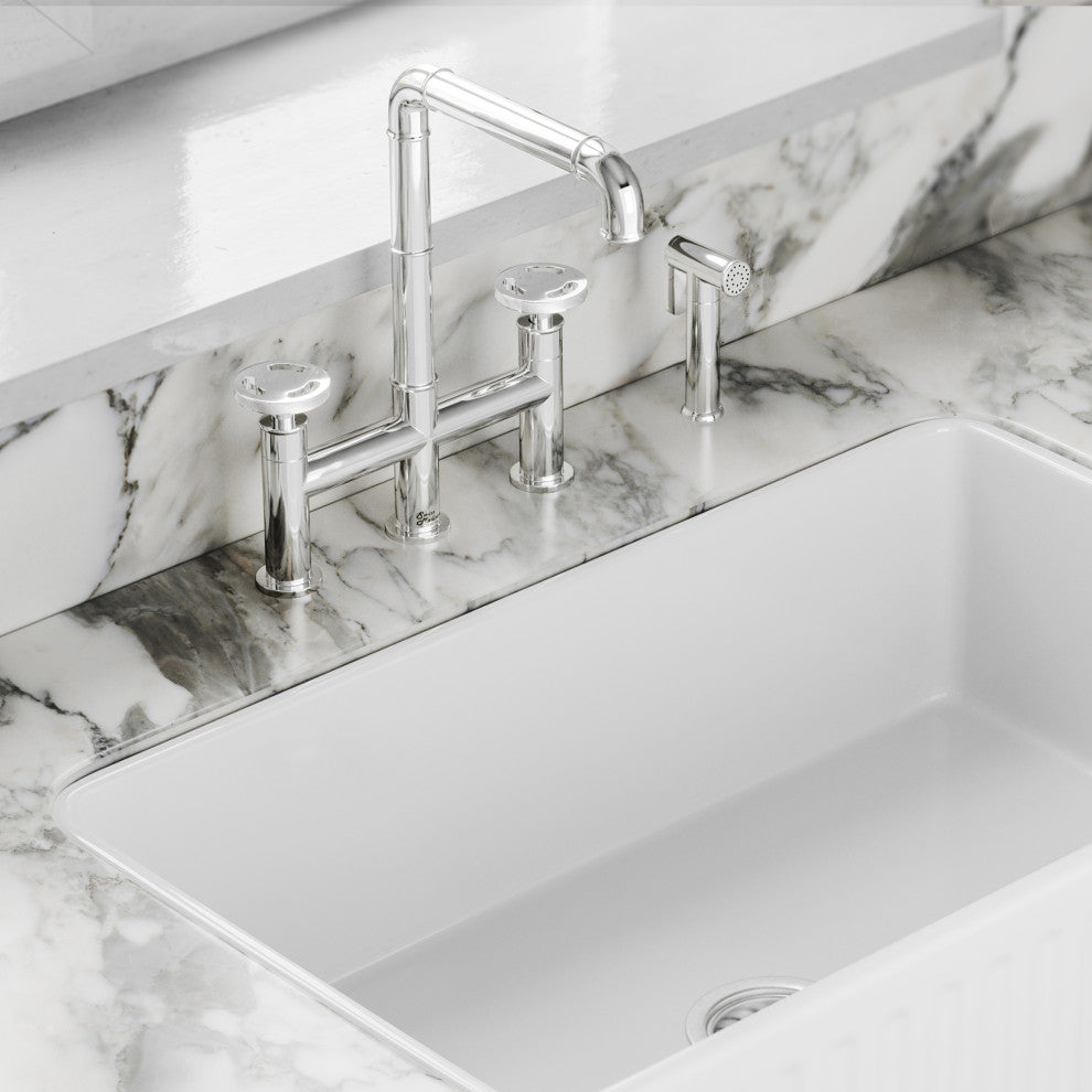 Avallon Pro Widespread Kitchen Faucet With Side Sprayer, Chrome