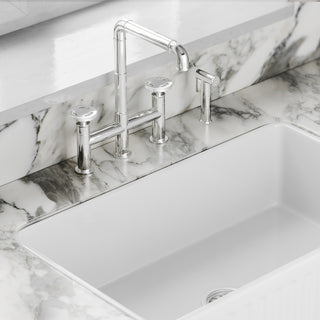 Avallon Pro Widespread Kitchen Faucet With Side Sprayer, Chrome