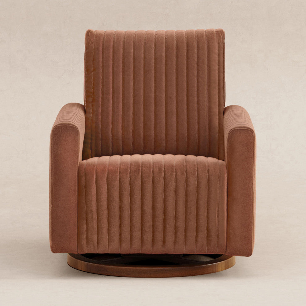 Poe Channeled Swivel Glider, Water Repellent and Stain Resistant, Rust Velvet