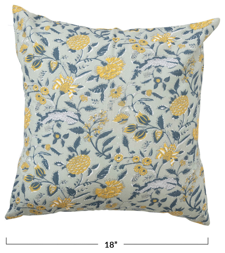 Cotton Pillow With Floral Pattern