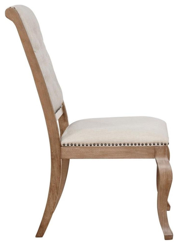 Coaster Brockway Fabric Tufted Side Chairs in Cream and Barley Brown