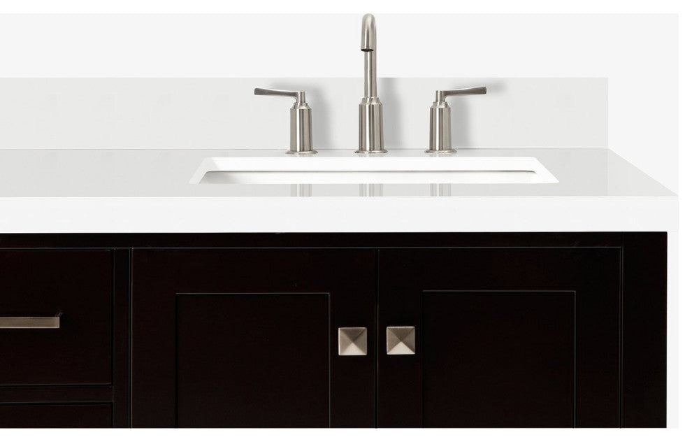 Cambridge Espresso 37" Right Offset Rectangle Sink Vanity With Quartz Countertop