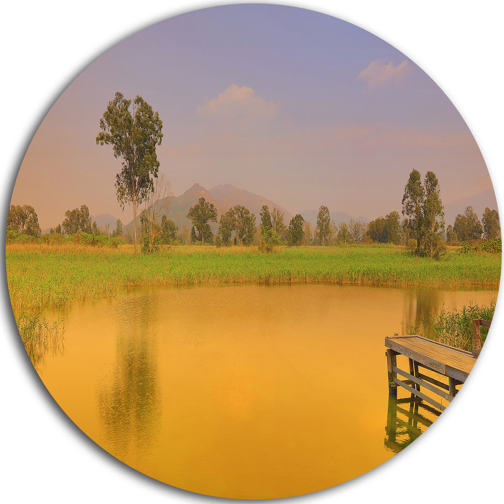Wetland Of Nam Sang Wai Orange, Seascape Disc Metal Wall Art, 36"
