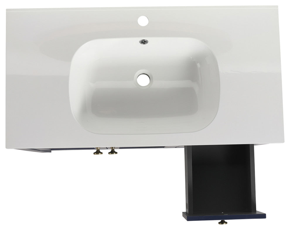 36" Plywood Freestanding Bath Vanity Set, Integrated Resin Sink