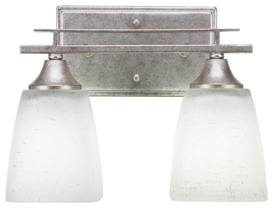 Uptowne 2-Light Bath Bar, Aged Silver/White Muslin