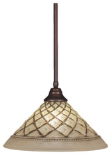 Stem Pendant In Bronze, 16" Chocolate Icing Glass