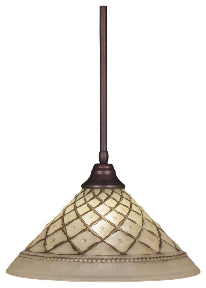 Stem Pendant In Bronze, 16" Chocolate Icing Glass