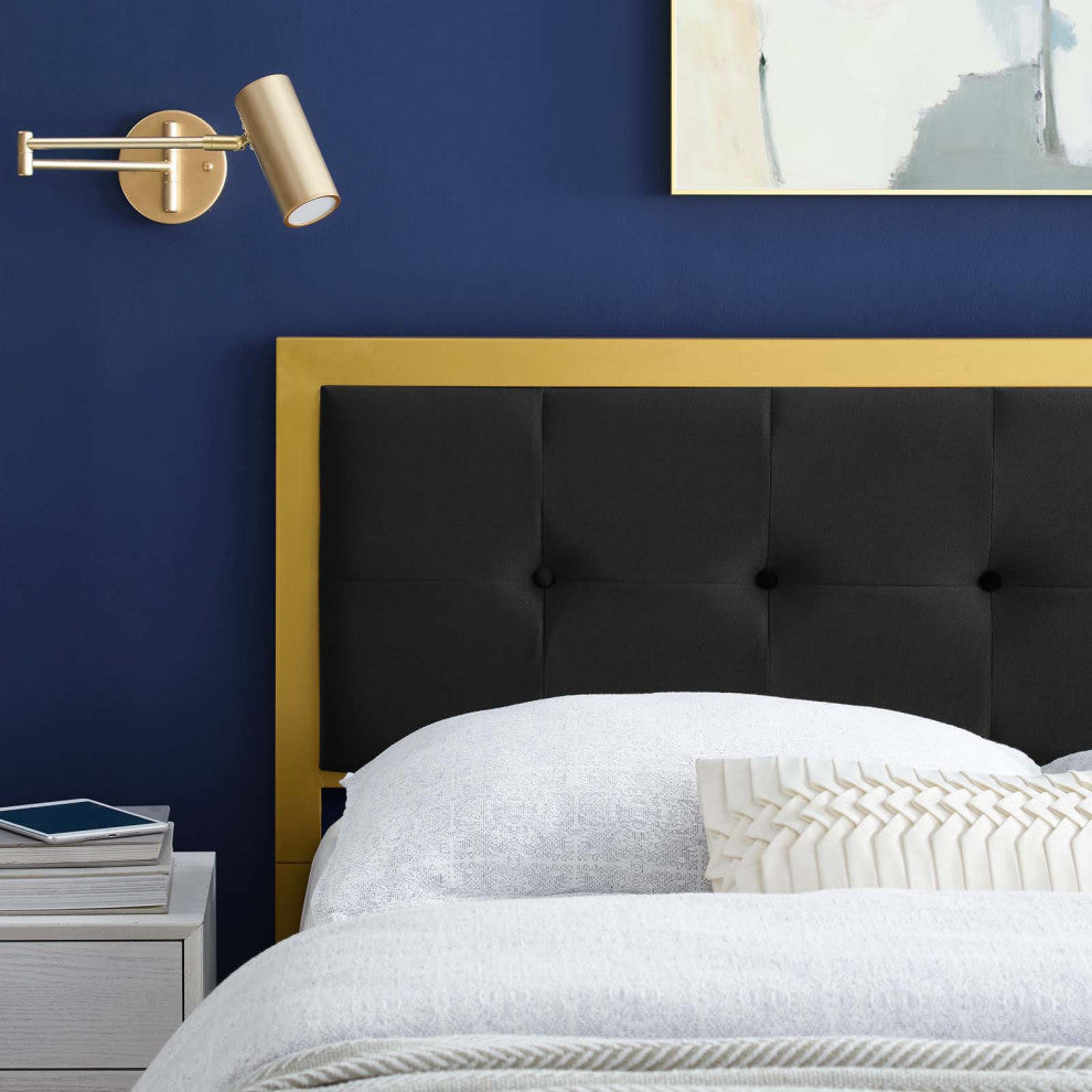 Teagan Tufted King Performance Velvet Headboard Gold Black