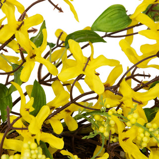 Forsythia and Berry Floral Spring Wreath 24" Yellow