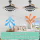 Oaks Aura 42" DIY Shape Retractable Ceiling Fan with Lights and Remote Control, Black