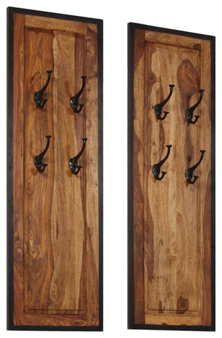 vidaXL Coat Racks Coat Hook for Towel Hook Rack Rail 2 Pcs Solid Sheesham Wood