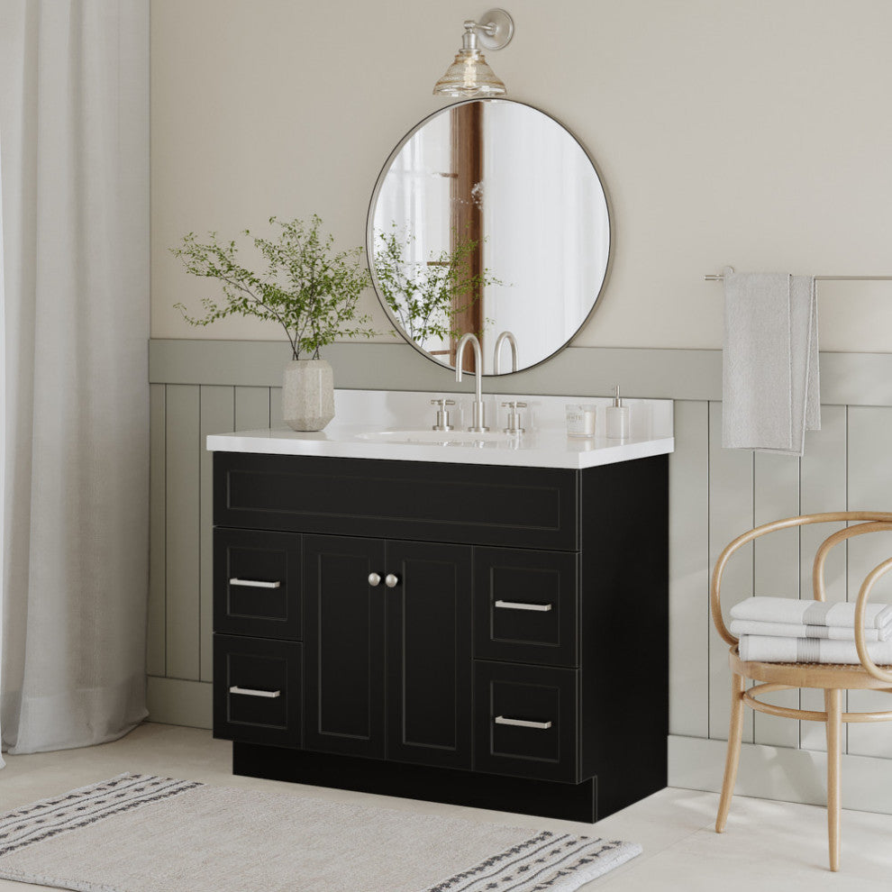 Ariel Hamlet 43" Oval Sink Bath Vanity, 1.5" White Quartz