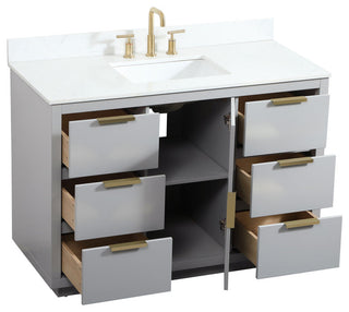 48" Single Bathroom Vanity, Gray, With Backsplash