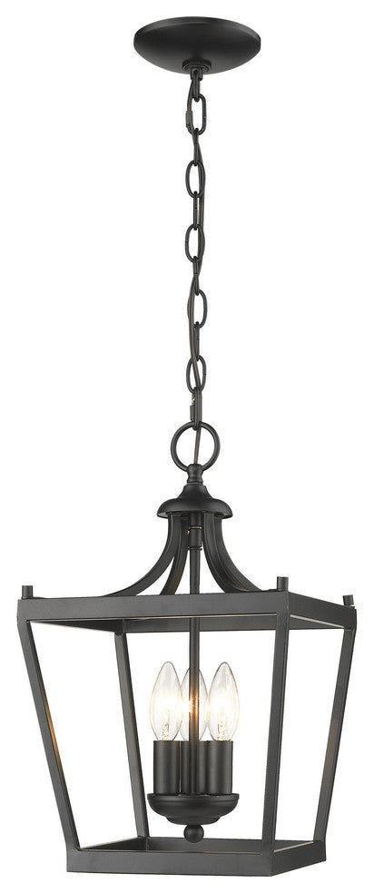 Vintage Black Metal Tapered Hanging Light