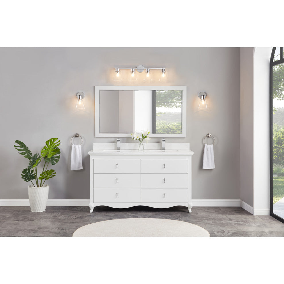 Legion Furniture WS2512 Series Bathroom Sink Vanity, White, 60", Artificial Stone Top, Double Sink