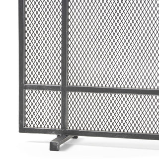 Markus Modern Single Panel Iron Firescreen, Black Brushed Silver Finish