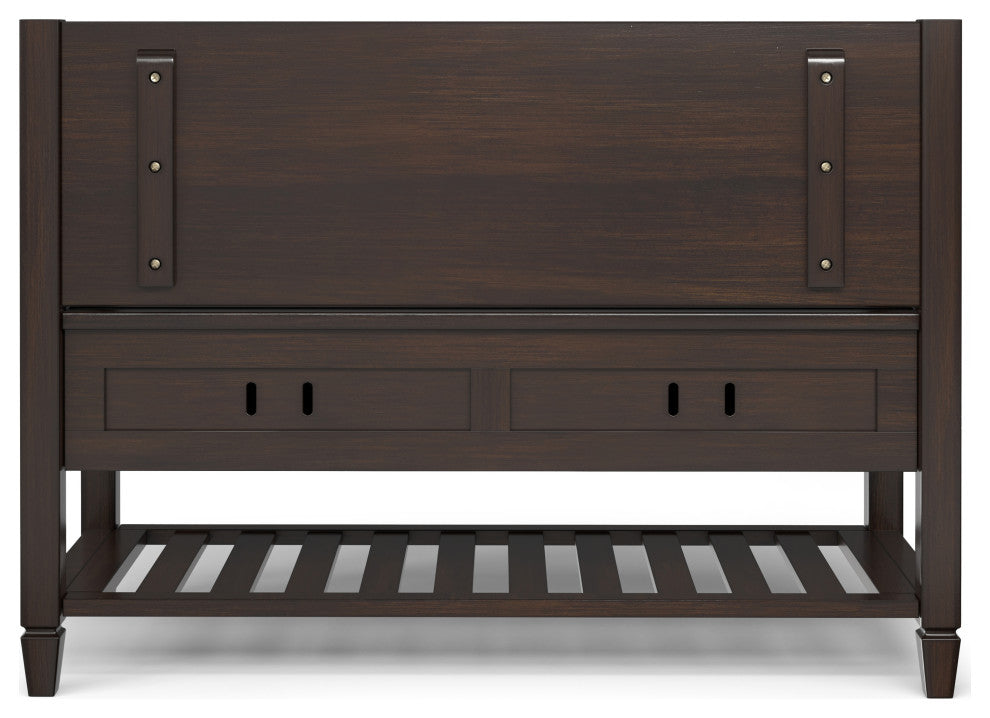 Connaught Solid Wood Entryway Storage Bench With Shelf, Chestnut Brown