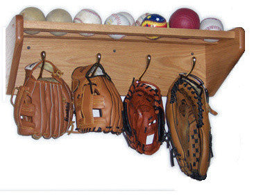 4 Hook Shelf, Mahogany