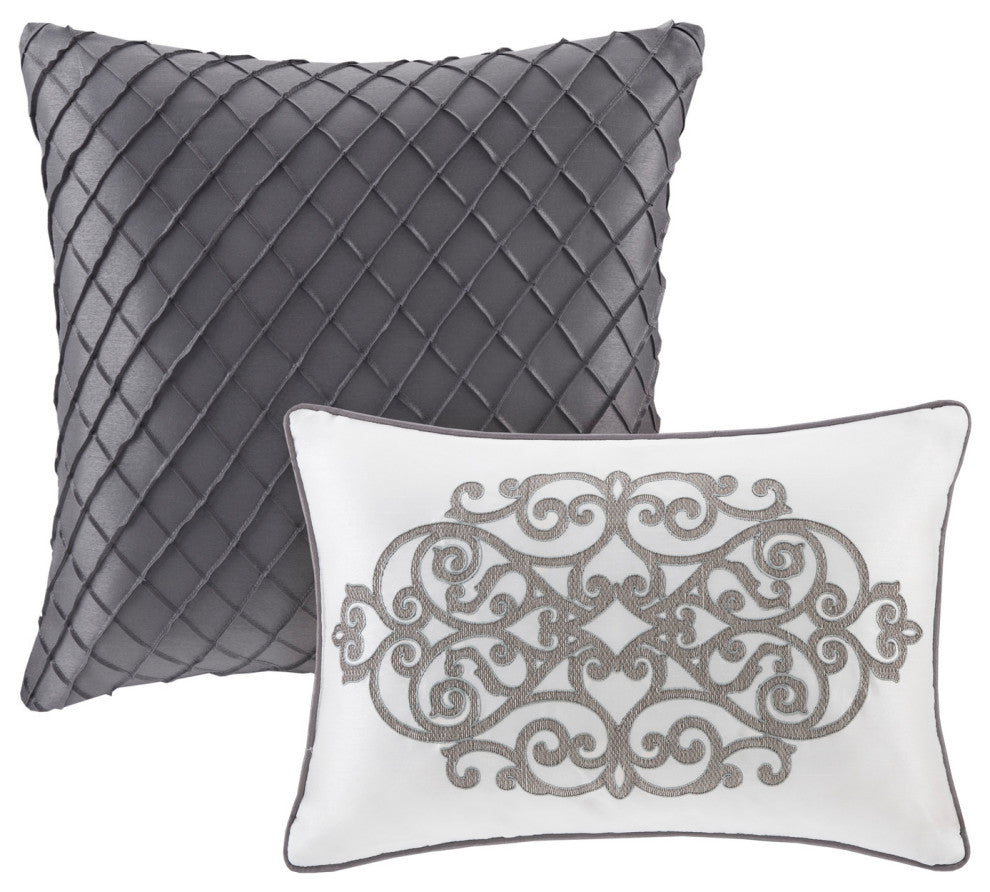 Madison Park Lavine 12 Piece Complete Bed Set, Silver