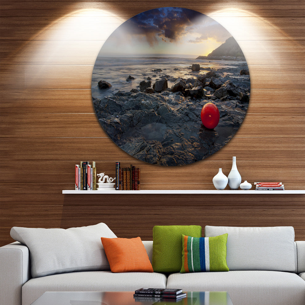 Sunset At Livorno, Italy, Landscape Photography Disc Metal Artwork, 11"
