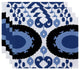 18"x14" Boho, Geometric Print Placemat, Navy Blue, Set of 4