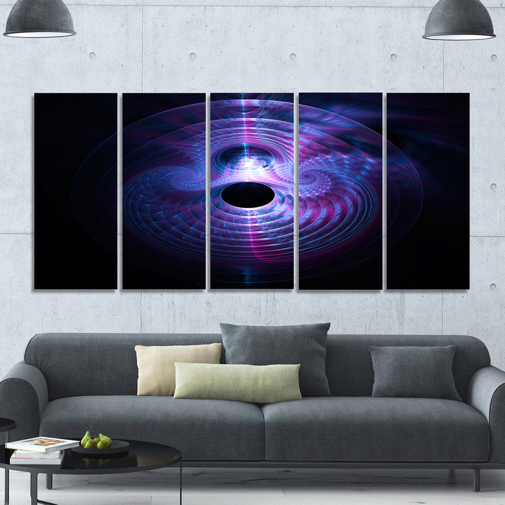 Bright Blue Magical Lights, Abstract Art on Canvas, 60"x28", 5 Panels