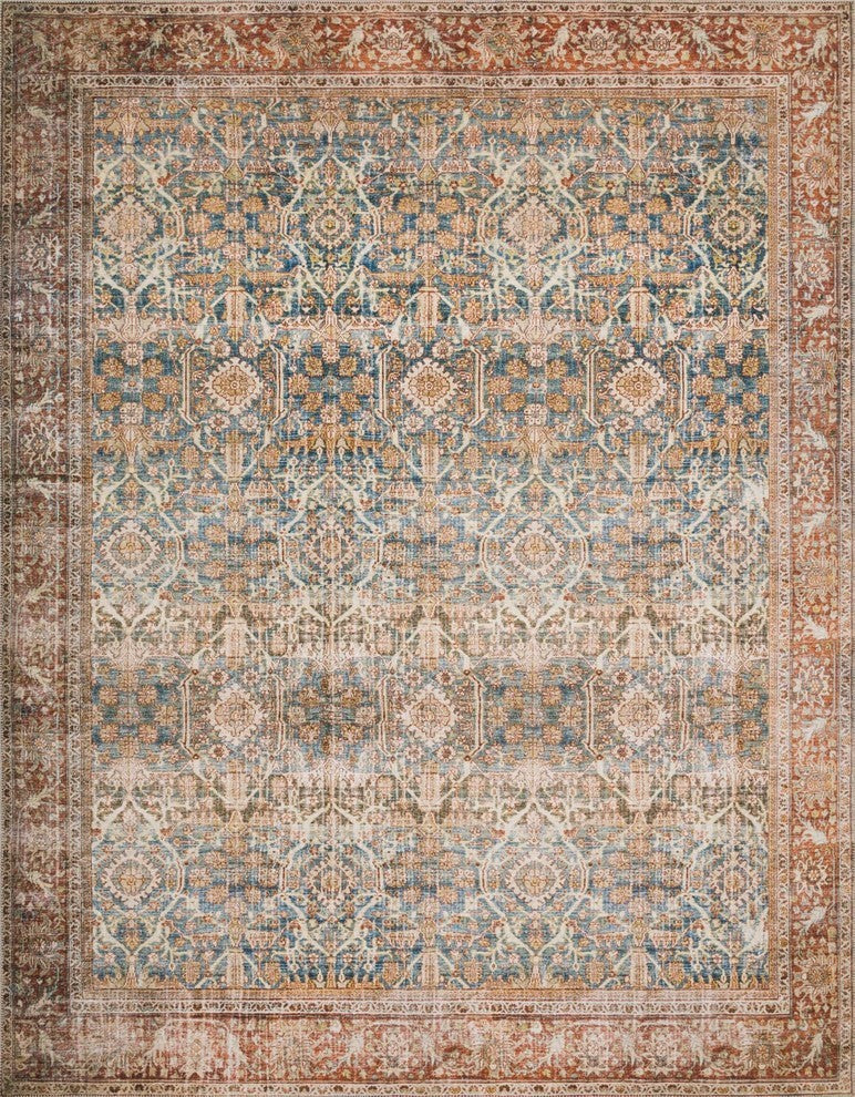Ocean, Rust Printed Polyester Layla Area Rug by Loloi II, 7'-6"x9'-6"