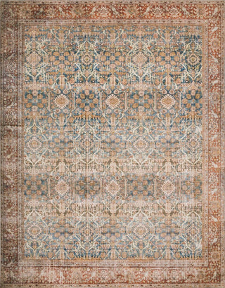 Ocean, Rust Printed Polyester Layla Area Rug by Loloi II, 7'-6"x9'-6"