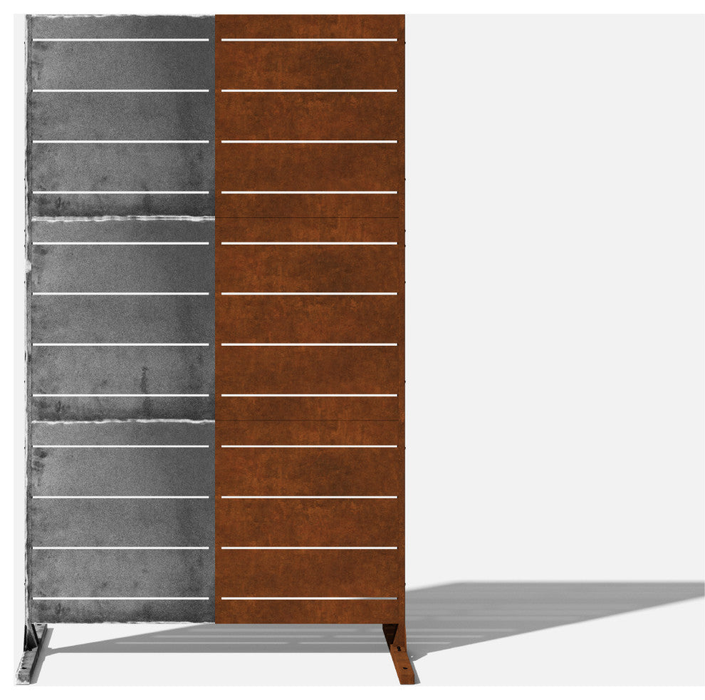Alta Corten Steel Decorative Screen With Stand, Linear