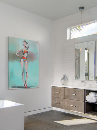 "Beach Pose" Painting Print on Wrapped Canvas, 12"x18"