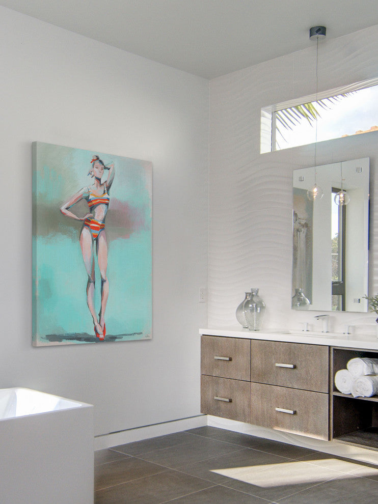 "Beach Pose" Painting Print on Wrapped Canvas, 12"x18"