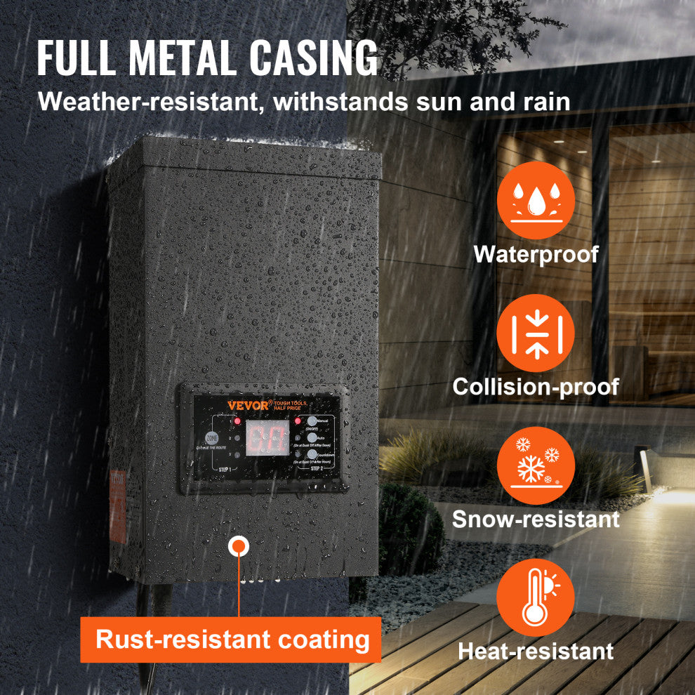 VEVOR 200W Low Voltage Landscape Transformer with Timer and Photocell Sensor