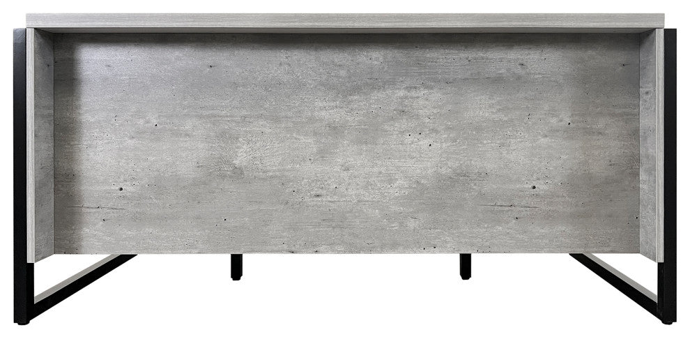 Modern Wood Laminate Double Pedestal Executive Desk, Concrete Gray